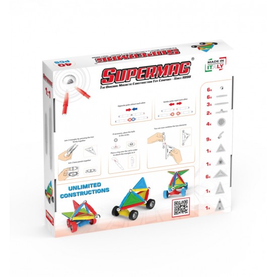 Set de constructie magnetic Supermag Projects Wheels 40 piese