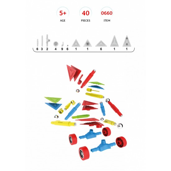 Set de constructie magnetic Supermag Projects Wheels 40 piese