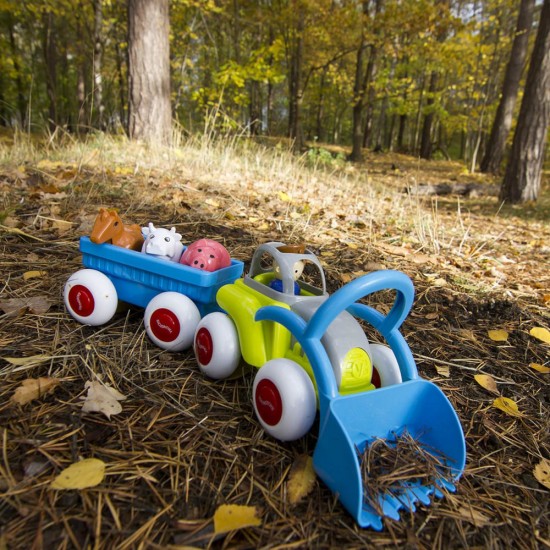 Tractor culori vesele cu remorca si animalute  - Midi