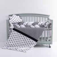 Lenjerie MyKids 6 piese Gray White fara baldachin 120x60 cm