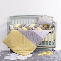 Lenjerie MyKids 6 piese Gray Yellow fara baldachin 120x60 cm