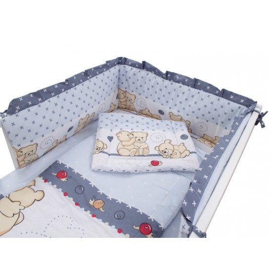 Lenjerie MyKids Teddy Friends Gri 4 Piese M2 140x70