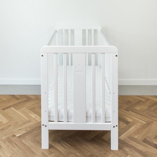 Patut din lemn masiv pentru bebe Star Baby Alb 120 x 60 cm