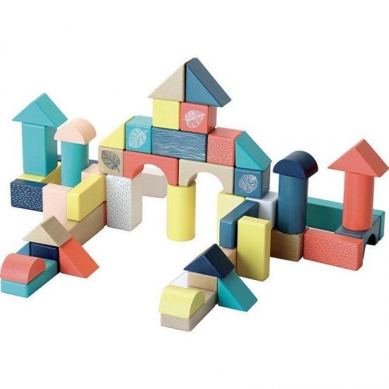 54 cuburi multicolore din lemn Vilac