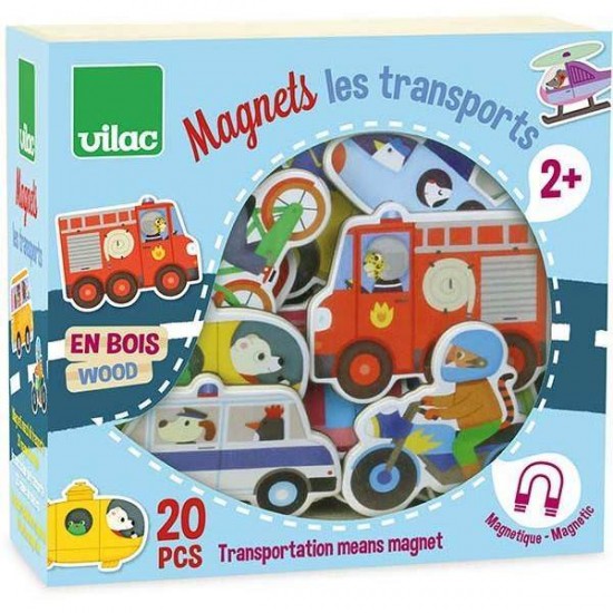 Set 20 magneti din lemn Transport