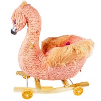 Balansoar cu rotile pentru bebelusi Flamingo roz
