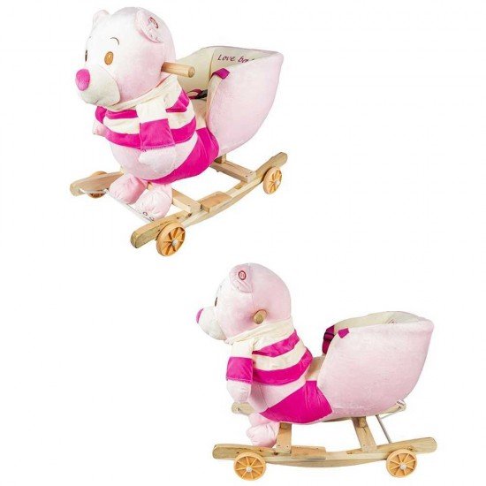 Balansoar cu rotile pentru bebelusi Ursulet roz