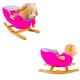 Balansoar pentru bebelusi ursulet din lemn si plus roz