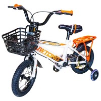Bicicleta copii 12 inch cu cosulet si roti ajutatoare portocalie
