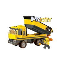 Set cuburi constructie Blocki My City - Camion cu bena 221 piese