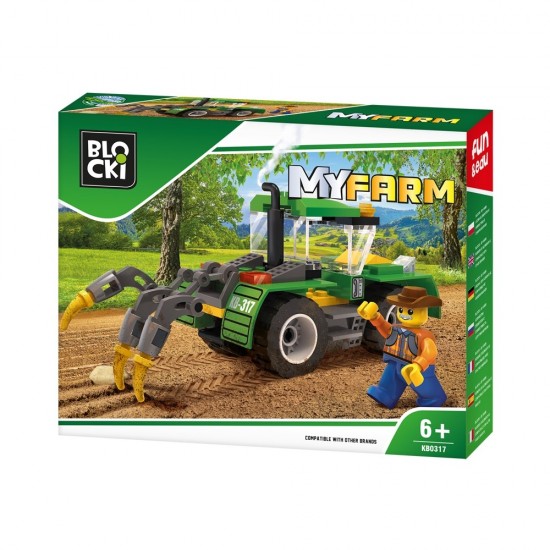 Set cuburi constructie Blocki My Farm - Tractor cu plug