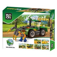 Set cuburi constructie Blocki My Farm - Tractor cu plug