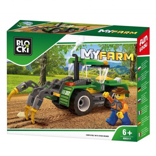 Set cuburi constructie Blocki My Farm - Tractor cu plug