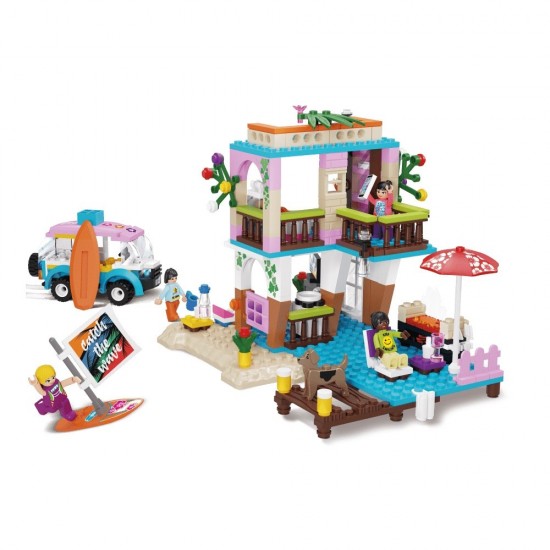 Set cuburi constructie Blocki My Girls - Casa de vacanta 371 piese