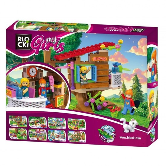 Set cuburi constructie Blocki My Girls - Casa din copac