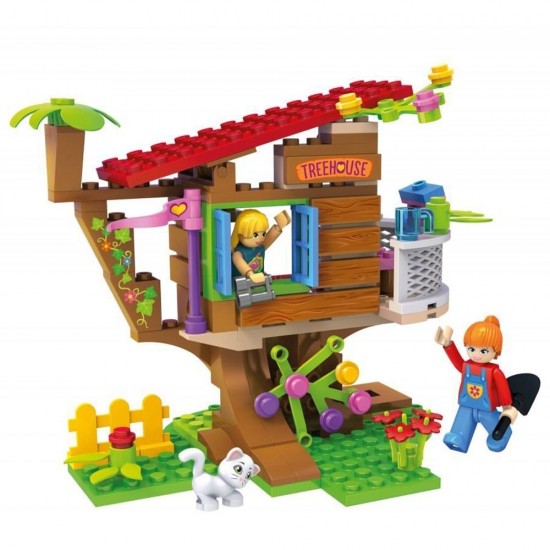 Set cuburi constructie Blocki My Girls - Casa din copac