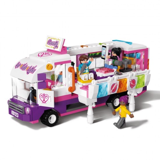 Set cuburi constructie Blocki My Girls - Salonul de coafura mobil 375 piese