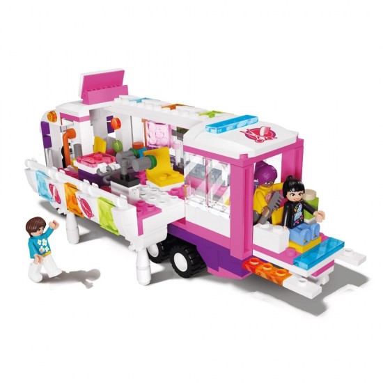 Set cuburi constructie Blocki My Girls - Salonul de coafura mobil 375 piese