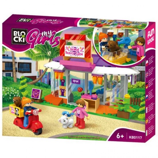 Set cuburi constructie Blocki My Girls - SPA pentru animale, 142 piese