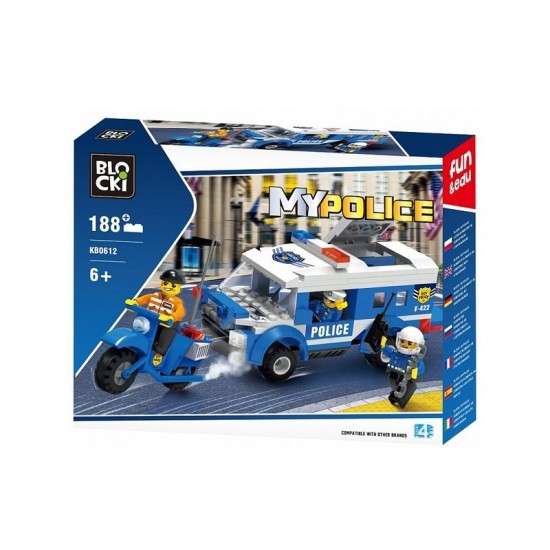 Set cuburi constructie Blocki My Police - Brigada de politie, 188 piese