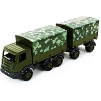Camion militar cu prelata si remorca - SuperTruck, 71x16x22 cm