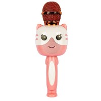 Microfon karaoke cu bluetooth Pisica roz