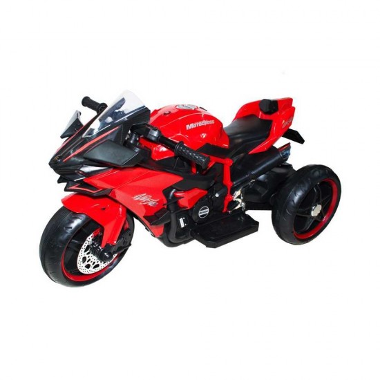 Motocicleta electrica pentru copii, 2 motoare, 12V, 4A - Rosu