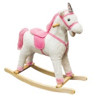 Calut balansoar din lemn si plus Unicorn roz