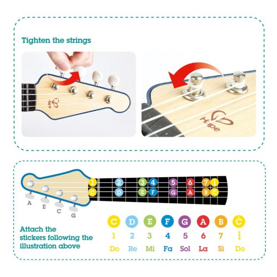 Jucarie din lemn - Instrument Ukulele (chitara) albastru