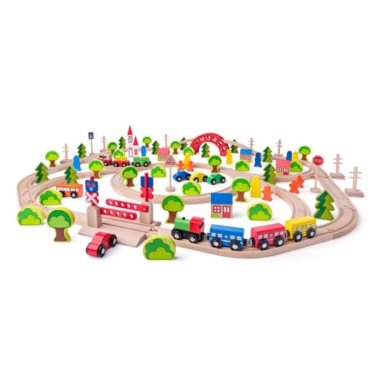 Set de joaca din lemn tren maxi 120 piese