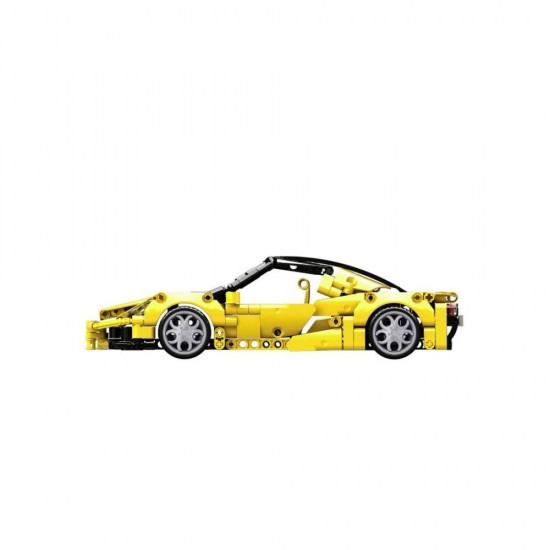 Jucarie tip lego tehnic de constructie masina sport galbena 414 piese