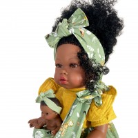 Papusa Nines D'Onil Maria Afro cu bebelus si miros de vanilie 45 cm