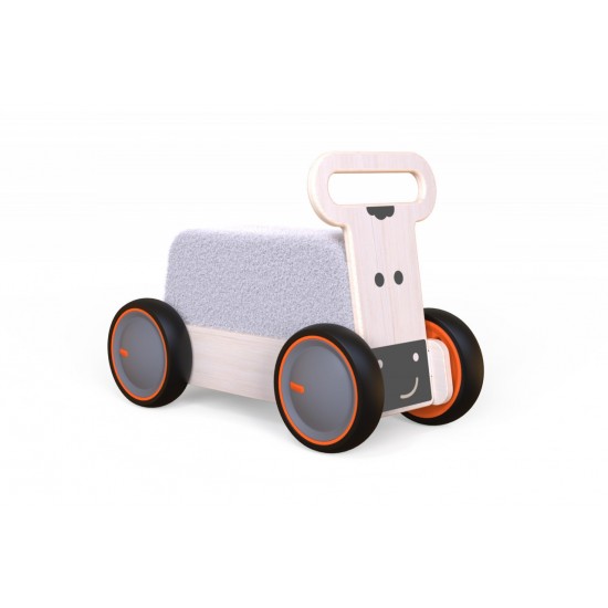 Masinuta ride-on, premergator si carucior de jucarii MamaToyz DriveMe Soft, Vacuta - Jucarie din lemn 3 in 1