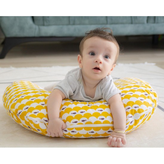 Perna pentru alaptat 2 in 1 Nursing Pillow BabyJem Culoare Galben