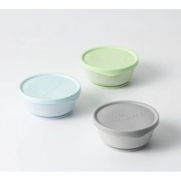 Set 3 boluri cu capac hrana bebelusi Miniware, 100% din materiale naturale biodegradabile, Aqua+Grey+Keylime