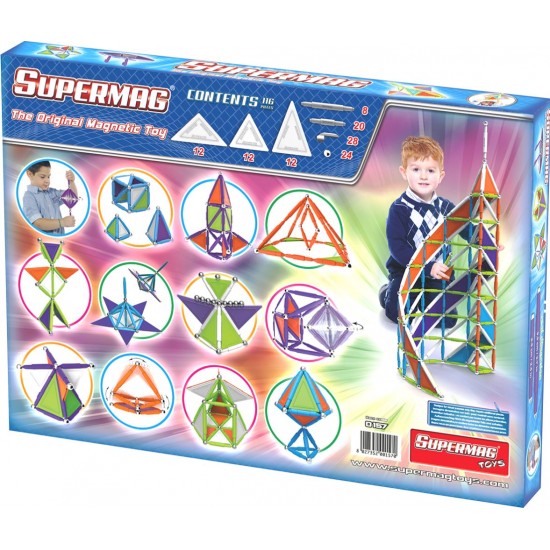 Set de constructie magnetic Supermag Trendy 116 piese