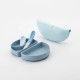 Set diversificare hrana bebelusi Miniware Sili Mini GO, 100% din materiale naturale biodegradabile, 3 piese, Blue Banana