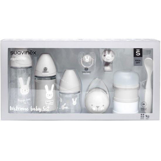 Set cadou nou-nascut Welcome Baby gri Hygge Suavinex Set cadou nou-nascut Welcome Baby gri Hygge Suavinex