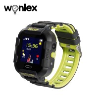 Ceas Smartwatch pentru copii Wonlex KT03, Model 2022 cu Functie Telefon, Localizare GPS, Camera, Pedometru, SOS, Negru - Verde Lamaie, Cartela SIM Cadou