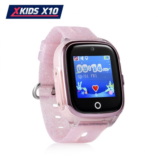 Ceas Smartwatch pentru copii Xkids X10 Wi-Fi cu Functie Telefon, Localizare GPS, Apel monitorizare, Camera, Pedometru, SOS, IP54, Roz Pal, Cartela SIM Cadou, Meniu romana