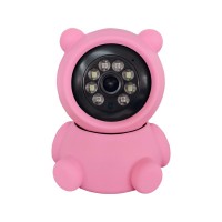 Video Baby Monitor AB80 cu Wi-Fi detectare miscare, vedere nocturna, monitorizare 360, slot microSD, roz