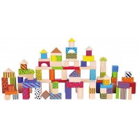 Set 100 de cuburi din lemn - New Classic Toys