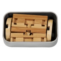 Joc logic IQ din lemn bambus in cutie metalica - 1