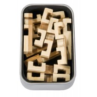 Joc logic IQ din lemn bambus in cutie metalica - 10