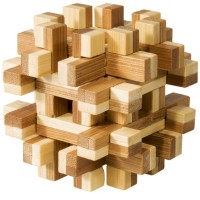 Joc logic IQ din lemn bambus Magic Blocks puzzle 3D