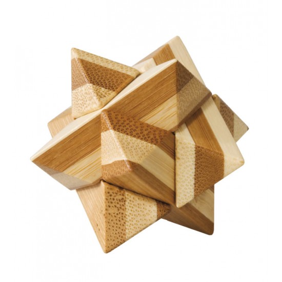Joc logic IQ din lemn bambus Star in cutie metal