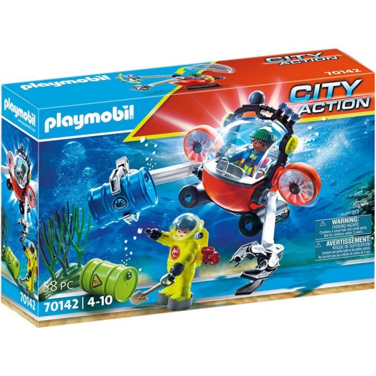 Playmobil City Action - Expeditori subacvatici cu submarin cu clesti