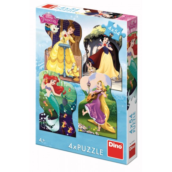 Puzzle 4 in 1 - Printesele si prieteni (54 piese)