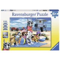 PUZZLE CATELUSI PE PLAJA, 100 PIESE