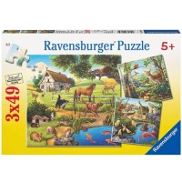 PUZZLE PADURE, ZOO SI ANIMALE DOMESTICE, 3x49 PIESE